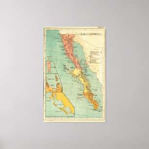 Vintage Karte von Baja California (1899) Leinwanddruck