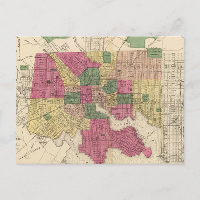 Vintage Karte von Baltimore (1873) (Vorderseite)