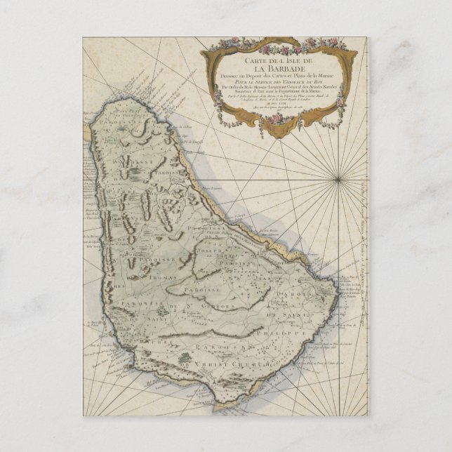 Vintage Karte von Barbados (1758) (Vorderseite)
