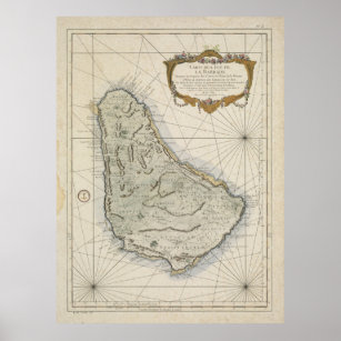 Vintage Karte von Barbados (1758) Poster