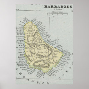 Vintage Karte von Barbados (1901) Poster