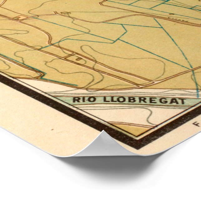 Vintage Karte von Barcelona Spanien (1919) Poster (Ecke)