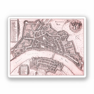 Vintage Karte von Basel (1642) Aufkleber