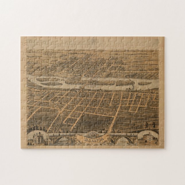 Vintage Karte von Batavia IL (1869) Puzzle