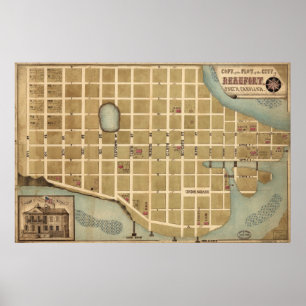 Vintage Karte von Beaufort Sc (1860s) Poster