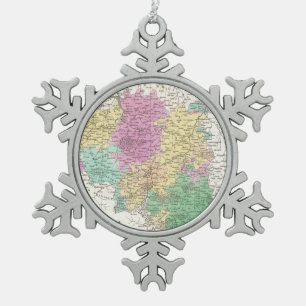 Vintage Karte von Belgien (1827) Schneeflocken Zinn-Ornament