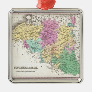 Vintage Karte von Belgien (1827) Silbernes Ornament