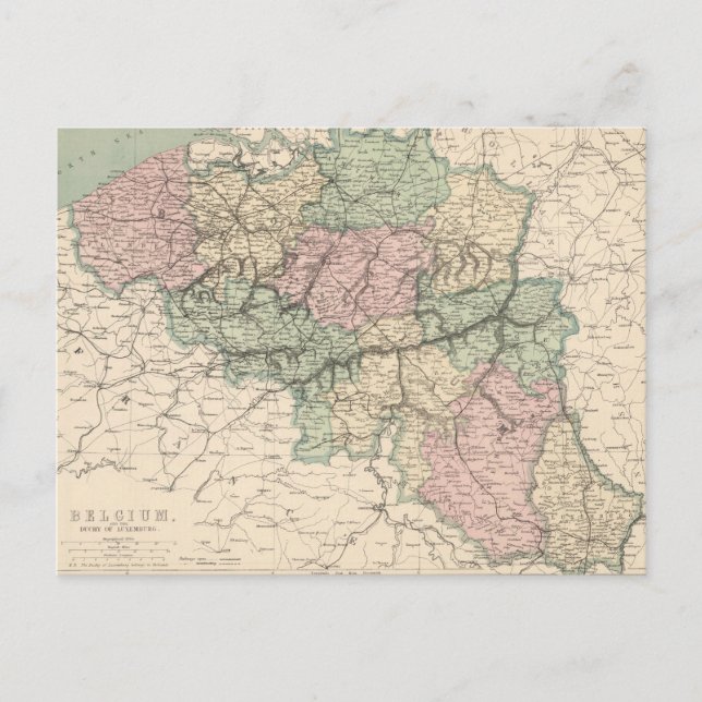 Vintage Karte von Belgien (1873) (Vorderseite)