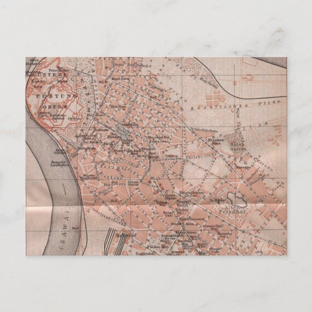 Vintage Karte von Belgrad Serbien (1905) (Vorderseite)