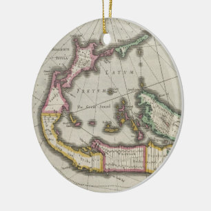 Vintage Karte von Bermuda (1638) Keramikornament