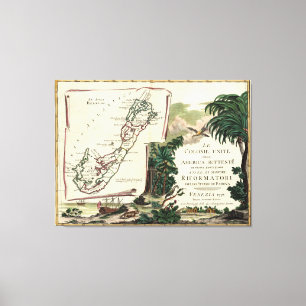 Vintage Karte von Bermuda (1778) Leinwanddruck