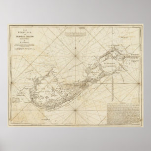 Vintage Karte von Bermuda (1788) Poster