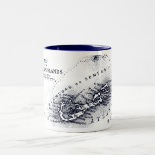 Vintage-Karte von Bermuda, Dunkelblau Zweifarbige Tasse