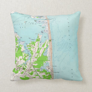 Vintage Karte von Bethany Strand Delaware (1954) Kissen