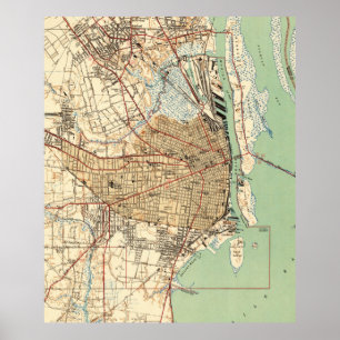 Vintage Karte von beweglichem Alabama (1940) 2 Poster