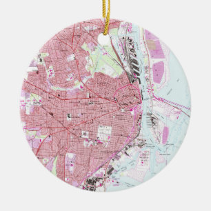 Vintage Karte von beweglichem Alabama (1953) Keramikornament