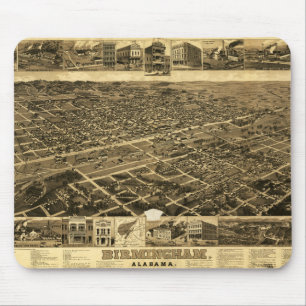 Vintage Karte von Birmingham, Alabama (1885) Mousepad