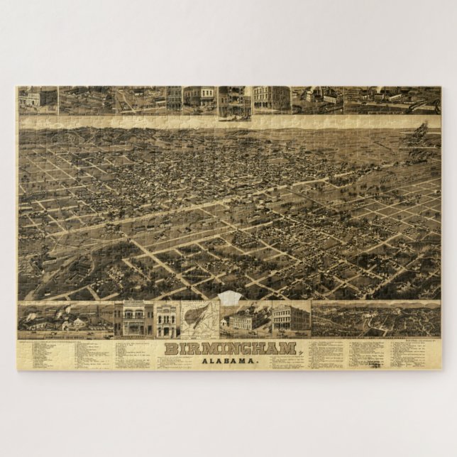 Vintage Karte von Birmingham, Alabama (1885) Puzzle (Horizontal)