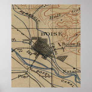 Vintage Karte von Boise Idaho (1890) Poster