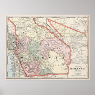 Vintage Karte von Bolivien (1901) Poster