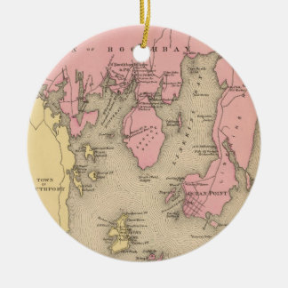 Vintage Karte von Boothbay Maine (1894) Keramikornament