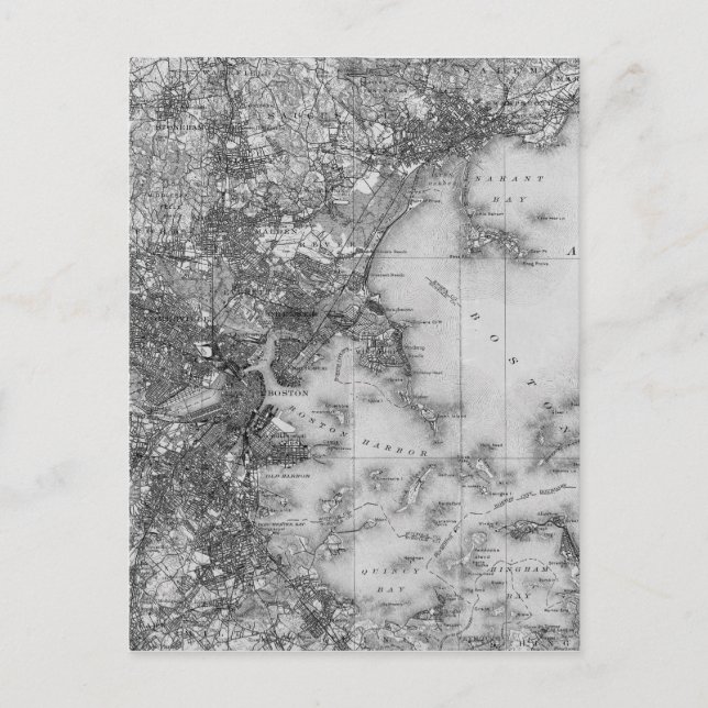Vintage Karte von Boston (Vorderseite)