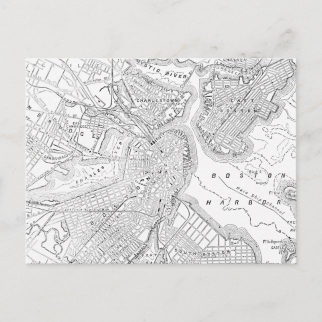Vintage Karte von Boston (1878) (Vorderseite)