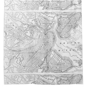 Vintage Karte von Boston (1878) Duschvorhang