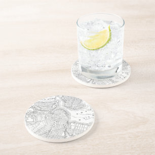 Vintage Karte von Boston (1878) Sandstein Untersetzer