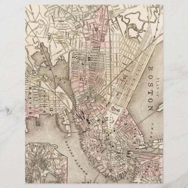 Vintage Karte von Boston (1880) (Vorderseite)