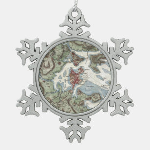 Vintage Karte von Boston-Hafen (1807) Schneeflocken Zinn-Ornament