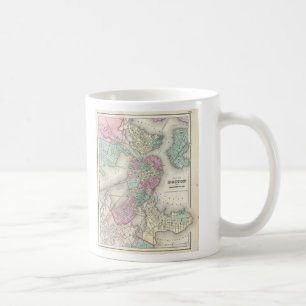 Vintage Karte von Boston-Hafen (1857) Kaffeetasse