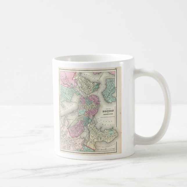 Vintage Karte von Boston-Hafen (1857) Kaffeetasse (Rechts)