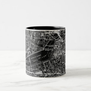 Vintage-Karte von Boston in Schwarzweiß Zweifarbige Tasse