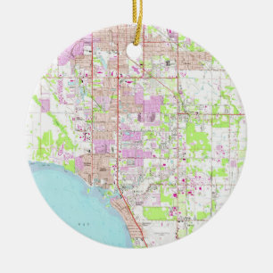 Vintage Karte von Bradenton Florida (1964) Keramikornament