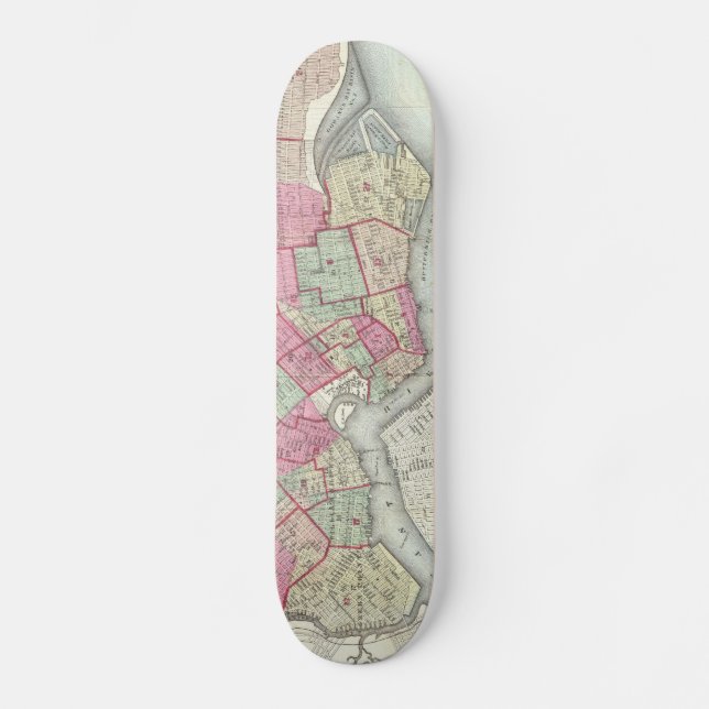 Vintage Karte von Brooklyn (1868) Skateboard (Vorderseite)