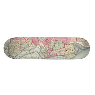 Vintage Karte von Brooklyn (1868) Skateboard