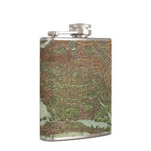 Vintage Karte von Brooklyn NY (1908) Flachmann