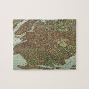 Vintage Karte von Brooklyn NY (1908) Puzzle