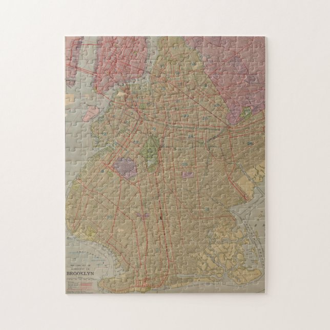Vintage Karte von Brooklyn NY (1911) Puzzle (Vertikal)
