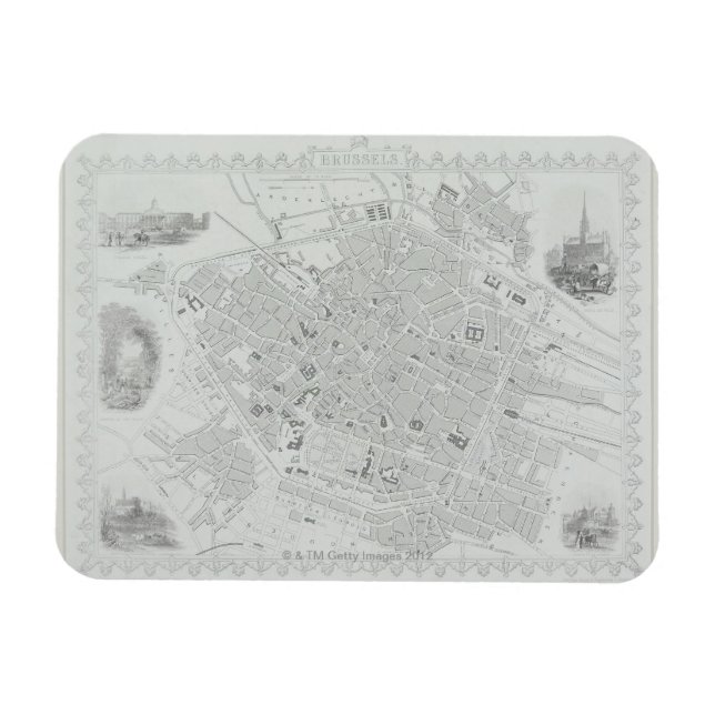 Vintage Karte von Brüssel Magnet (Horizontal)