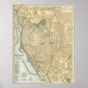 Vintage Karte von Buffalo New York (1891) Poster
