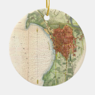 Vintage Karte von Burlington Vermont (1763) Keramik Ornament
