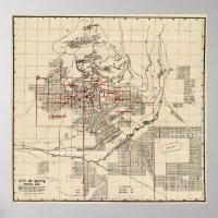 Vintage Karte von Butte Montana (1909)