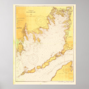 Vintage Karte von Buzzards Bay (1933) Poster