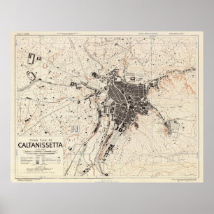 Vintage Karte von Caltanissetta Italien (1943) Poster