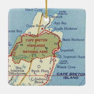 Vintage Karte von Cape Breton Highlands Keramikornament