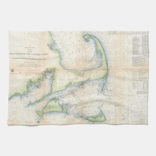 Vintage Karte von Cape Cod (1857) Handtuch (Horizontal)