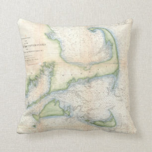 Vintage Karte von Cape Cod (1857) Kissen