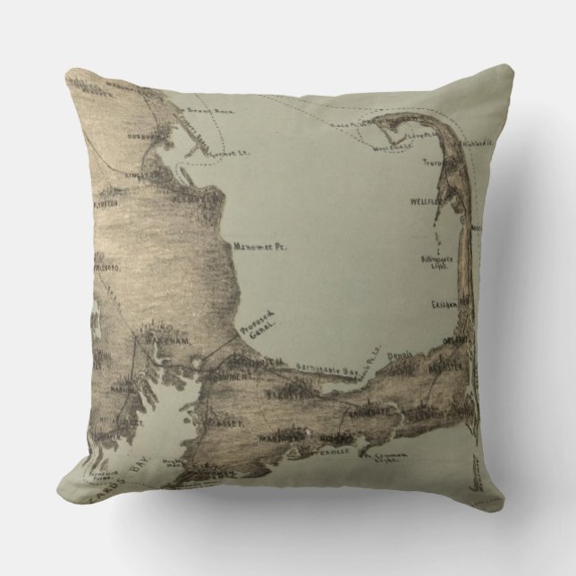 Vintage Karte von Cape Cod (1885) Kissen (Vorderseite)